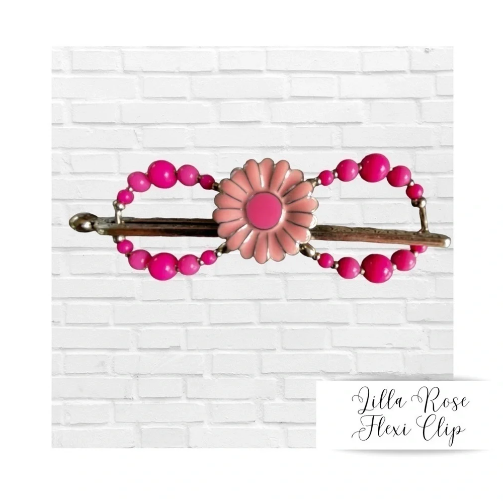 Lilla Rose Enamel Daisy Flexi Hair Accessory Barbie Feminine Girly Pink Floral